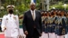 U.S. Defense Secretary Lloyd Austin walks past military guards during his arrival at the Department of National Defense in Camp Aguinaldo military camp in Quezon City, Metro Manila, Philippines, Feb. 2, 2023. 