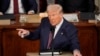 Rais wa Marekani Donald Trump wakati akihutubia kikao cha pamoja cha Bunge kwenye jengo la Capitol mjini Washington Jumanne usiku.