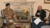 This picture released by Pakistan's army shows General Raheel Sharif meeting with Afghan President Ashraf Ghani, Dec. 27, 2015. 